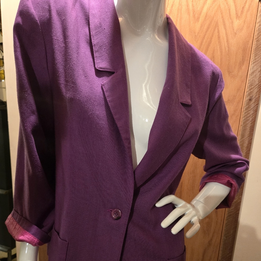 Plum Blazer with Tailored Fit and Notch Lapel